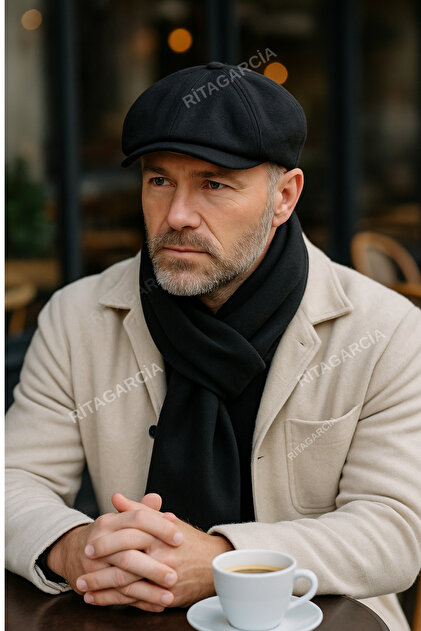 Men's Black Cap Peaky Blinders Stamped Fabric Hat Cap