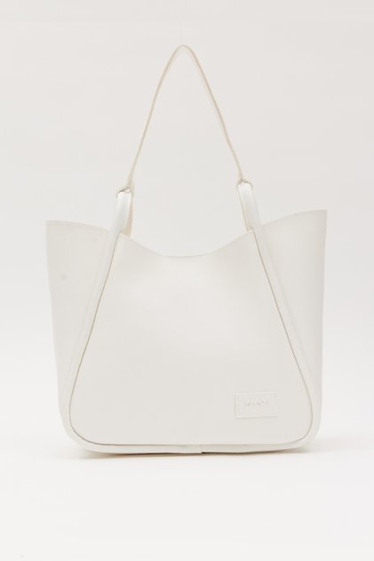 White D30 Snap Fastener Single Strap Modern Large Volume Daily, Business and School Women's Shoulder Bag