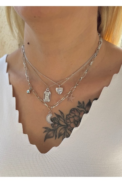 Charm Zircon Stone Silver Women Set Necklace
