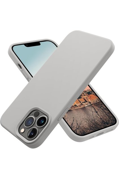 iPhone 13 Pro Max Case Velvet Inside Camera Raised Launch Silicone Cover Gray