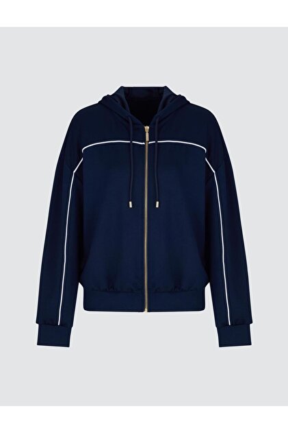 Jimmy Key Lacivert Uzun Kollu Kapüşonlu Örme Modal Ceket - Fiyatı