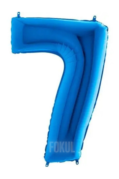 Folyo Balon Mavi Renk 100 Cm 40 Inç 7 Yaş Büyük Rakam Folyo Yaş Balonu Hava Ve Helyum Uyumlu