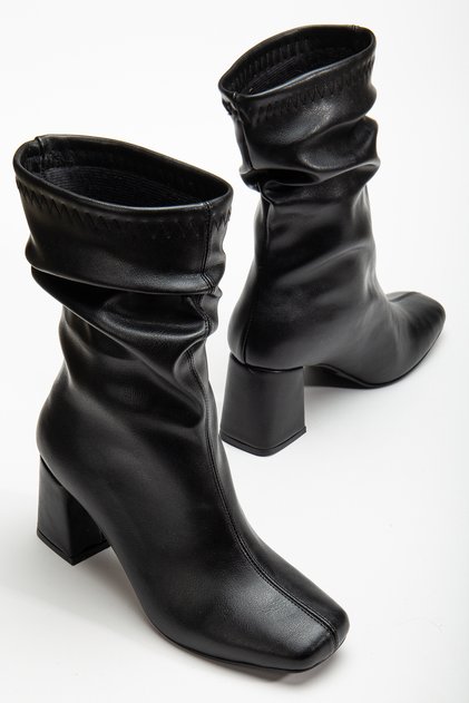 Celestia Women's Black Blunt Toe Drawstring Boots