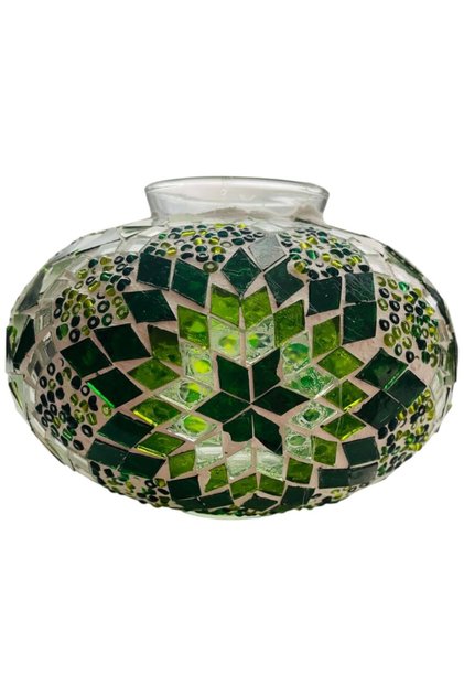 Dekoratif Mozaik Cam, Aplik, Masa Lambası, Avize, Lambader Camı/ El Yapımı, Handmade-18cm
