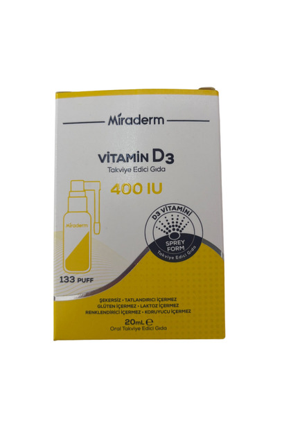 Miraderm Vitamin D3 Sprey Form 400 IU – 20 ml (133 Puf) - Fiyatı