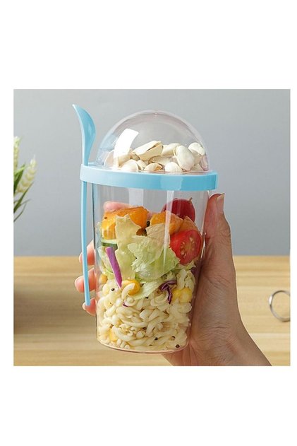 400ml Large Capacity Salad Cup Portable Overnight Oatmeal Container as Lunch Bento Salad Bowl Bottl