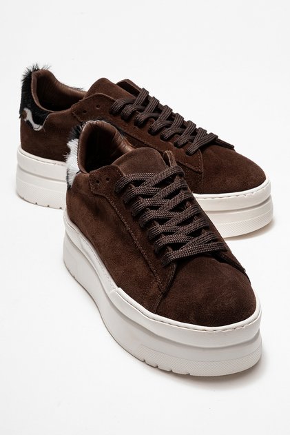 ANABEL Brown Suede Genuine Leather Women's Casual Sneakers