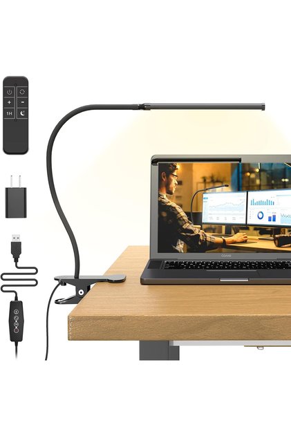 Desk Lamp with Remote, 3 Color & 5 Brightness & 77LED Dimmable Reading Light, 40CM Flexible Goosenec