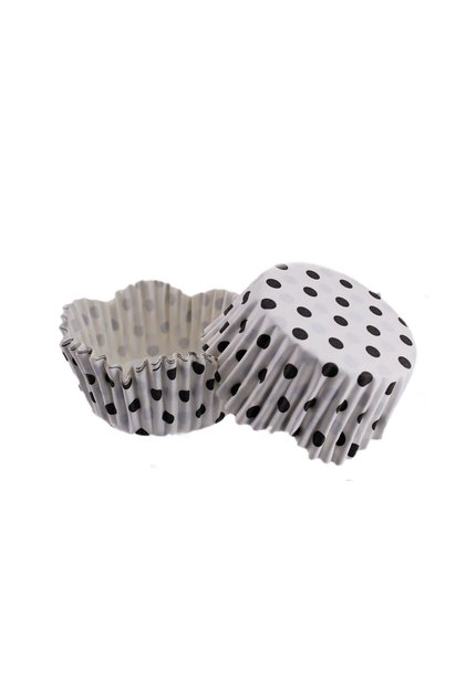 Cupcake Mold Pet Capsule Wavy Cake Mold 65X38 mm (100 Pieces) Polka Dot White