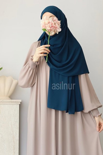 Elif Large Size Shawl 70X220 Petrol Blue