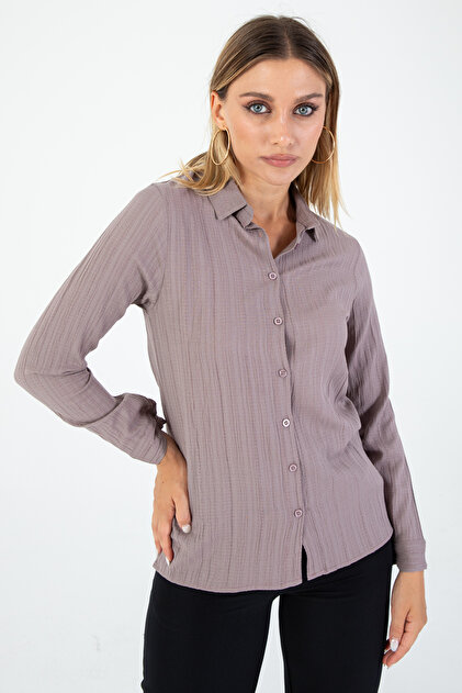 Women's Lilac Lilac Tone Jacquard Textured Woven Shirt – Chic to Plus Size 5XL