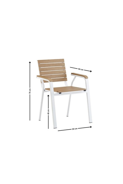 Single chair with arms, white and beige