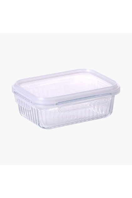 Wave Lock Rectangular Glass Food Container with Lid, 1 Liter Capacity