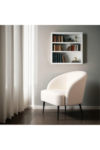 Elegant single fabric chair, white