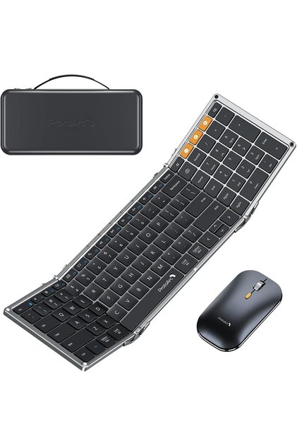 Foldable Keyboard and Mouse XKM01 - Full-Size Folding Combo (Black Gray)