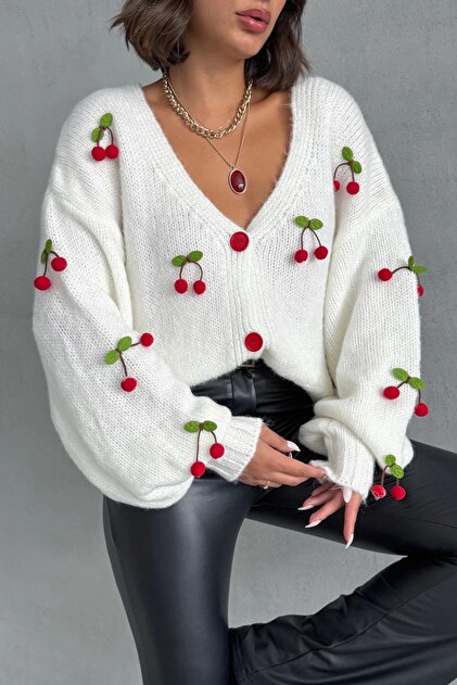 Lusin Cardigan de tricotaj pentru femei White Cherry Accesorii
