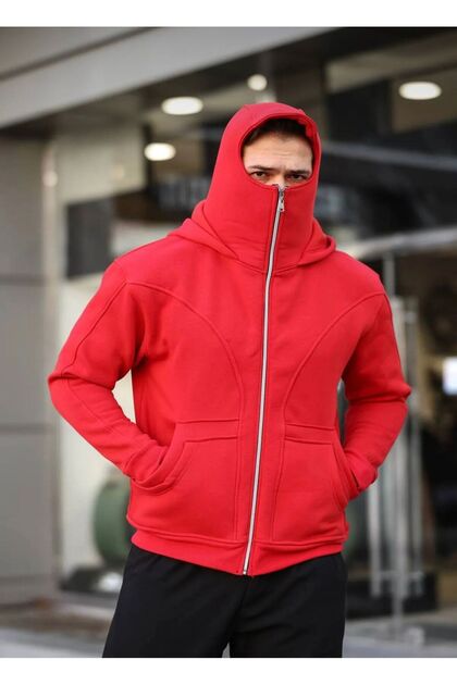 legends butik Unisex Kar Maskeli Oversize Full Fermuarlı Hırka