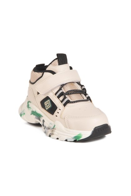 Pepino 2063 B Cream-Black-Green Lightweight Velcro Children's Sports Shoes
