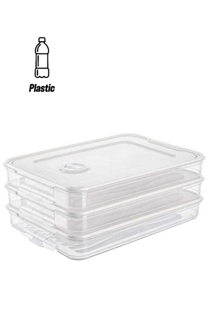 3pcs Plastic Food Storage boxes, Stackable Fridge Freezer Crisper Storage Box, Stack Food Container