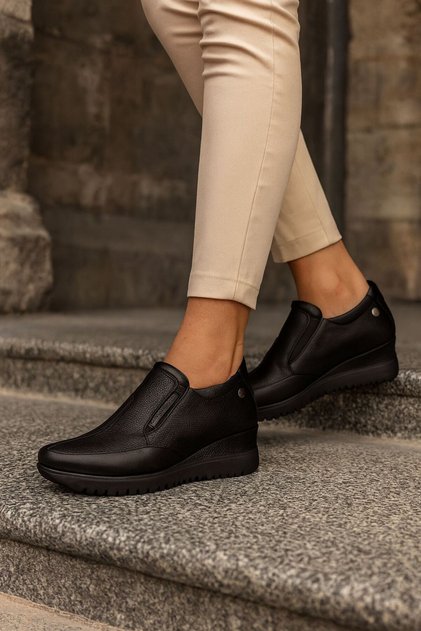 Women's Leather Wedge Sole Shoes D25Ka-3680