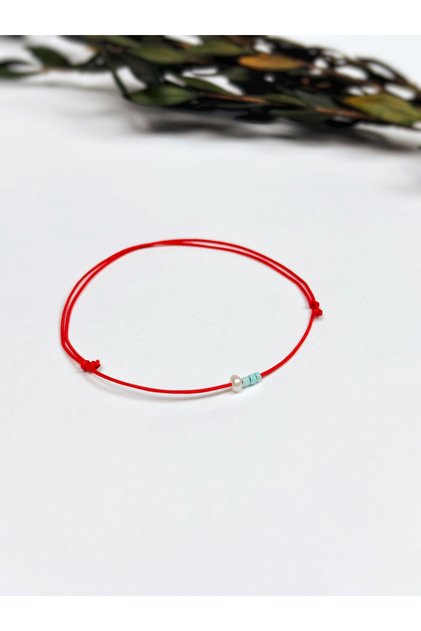 Mini Size Real Pearl Detailed Red String Bracelet Blue Beaded Courage Evil Eye Minimal Mini Bracelet