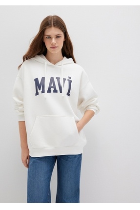 Mavi M1600361-81964-Fw Logo Kapüşonlu Sweatshırt Kırık Kadın