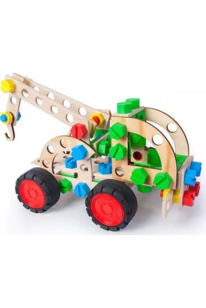Set constructie 102 piese din lemn Masina de tractat 3 in 1, +4 ani, Alexander Contructor Junior