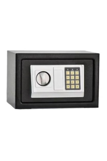 Seif din otel cu inchidere electronica si cheie, 250X350X250 mm, gri
