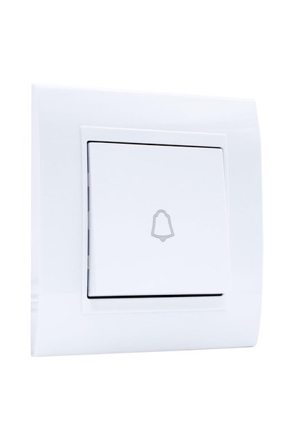 Doorbell Push Button Switch Wall Mounted Resettable Square White AC 250V 16A
