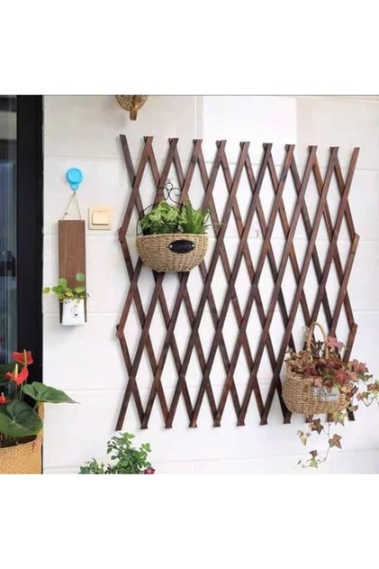 FFD Wooden Expandable Garden Fence Bamboo Fence Hanging Wooden Garden Fence Wooden Plant Tree 75cm