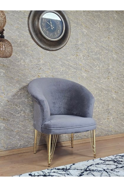 Tekli TEDDY Gold Kaplama Telli Ayak Çay Seti Koltuk Tekli Berjer , Balkon, Salon, Ofis