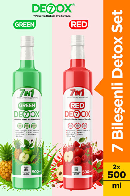 De7ox Detox Sirke Seti - Red & Green Detox Sirkesi Seti 2 x 500 ML