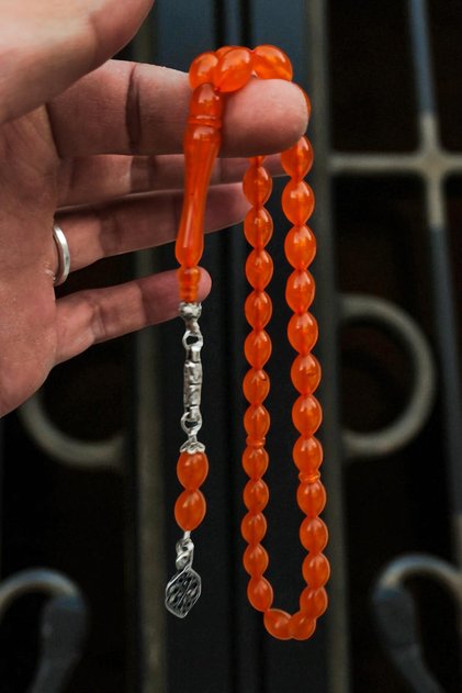 Barley Cut Powder Amber Prayer Beads Orange Rosary