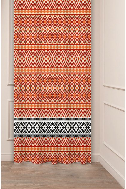 Authentic, Anatolian, Ethnic Patterned Special Design Digital Printed (Single Wing) Modern Stylish Background Curtain