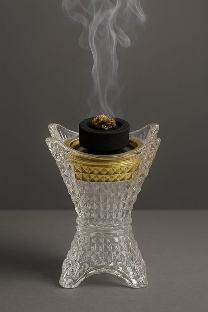 Crystal Glass Bakhoor Burner | Oud burner | Incense Bakhoor Charcoal Burner | Frankincense B