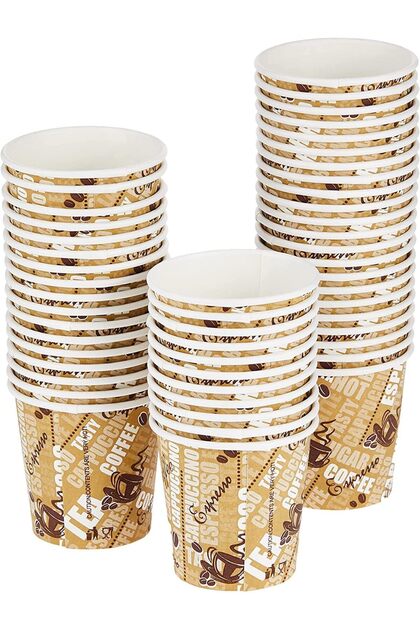 SAQOPACK 250 Pcs (5 SETTS Tea Cups) Paper Cups 6.5oz - Disposable Paper Tea Cups - Coffee Cup - Kara