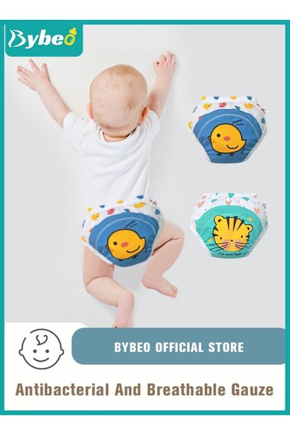 2 Piece Potty Training Underwear, 6 Layers Breathable Cotton Absorbent Trainer Pants for Toddler Bab