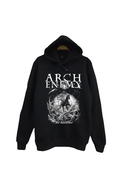 Arch Enemy Printed Unisex 100% Cotton Black Hooded Sweatshirt