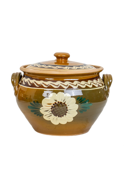 Oală de lut cu capac, diametru 23 cm, capacitate 4 litri EXT10267