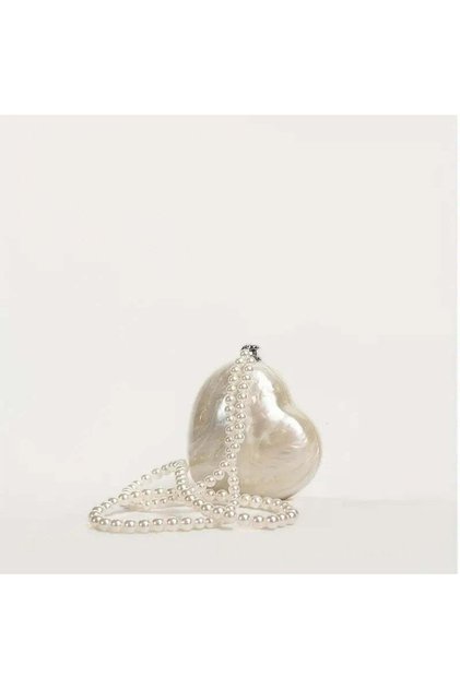 Mini Heart-Shaped Acrylic Clutch Bag for Women with Removable Beaded Strap