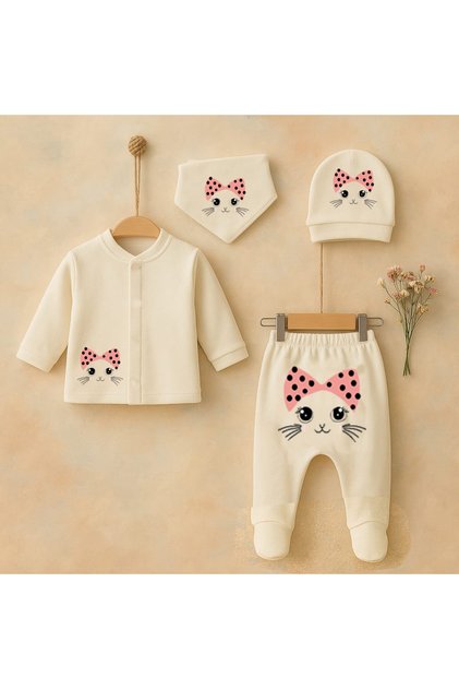 Baby Girl Hospital Discharge Set Cat with Bandana
