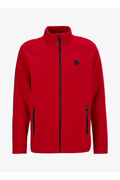 D5WM-SWT3301 Kırmızı Dik Yaka Basic Düz Erkek Polar Sweatshırt