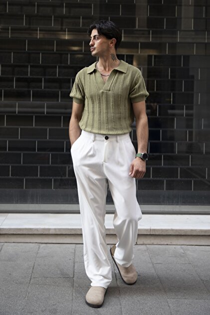 トップス Pedestal polo tee inpool Erkek, düğmesiz, standart-fit, Old money culture, polo yaka