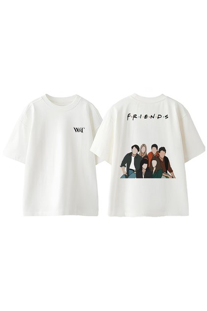 Friends Series 1 Design Back Printed Cotton White Oversize T-Shirt