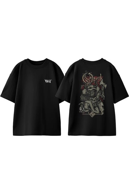 Opeth 6 Design Back Printed Cotton Black Oversize T-Shirt