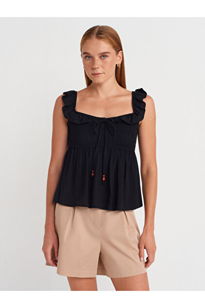 50873 Ruffle Blouse-Black