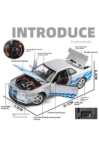 scntoys Fast And Furious Diecast Model 2002 Nissan Skyline Gtr