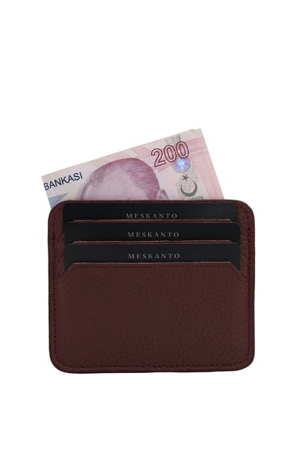 Lena Genuine Leather Slim Card Holder Wallet Floater Claret Red