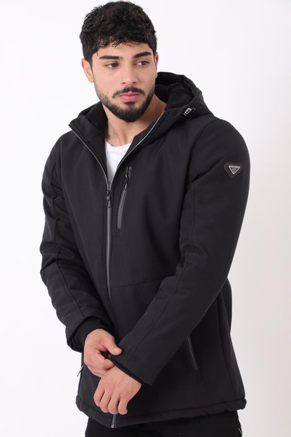 Uzay Kapüşonlu İçi Kürklü Softshell Kışlık Mont PLDP 3010_50454