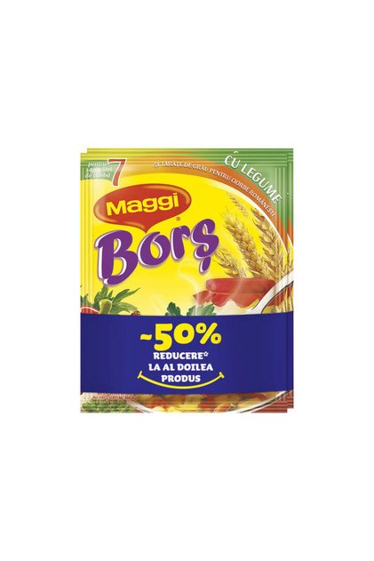 Bors pudra cu legume si tarate de grau 2x70g (1+1/2)